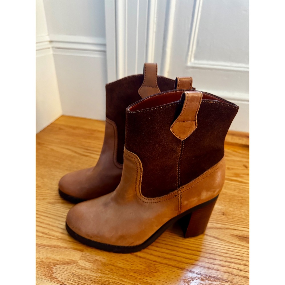 Lauren Ralph Lauren Two-Tone Brown Suede & Leather Heeled Boots